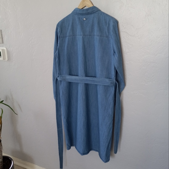 Barbour Tynemouth Denim Utility Shirt Midi Dress In Authentic Wash 10 - Picture 9 of 16